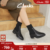 Clarks其乐Kay系列女鞋 秋冬英伦弹力厚底中筒靴休闲袜靴瘦瘦靴