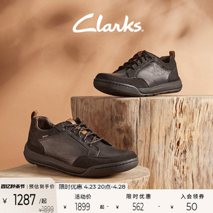 Clarks其乐艾什科系列男鞋 商务简约舒适透气低帮系带圆头休闲皮鞋