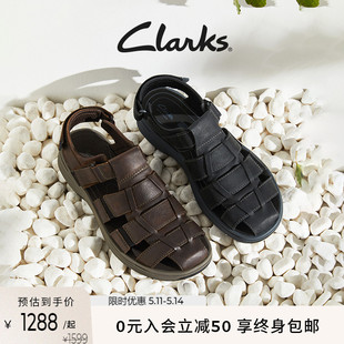 镂空绑带复古时尚 Clarks其乐索塔系列男鞋 新款 夏季 缓震罗马凉鞋