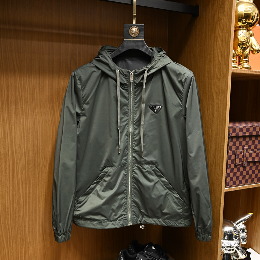 thumbnail for European Trendy Brand Solid Color Simple Jacket Men's Spring and Autumn Slim Casual High-Quality Windproof Hooded Men's Coat