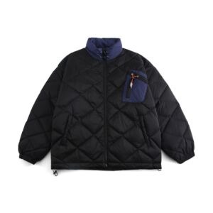 南夏乔装2025冬季新款洐线菱形格立领羽绒服日潮多口袋保暖羽绒袄图片
