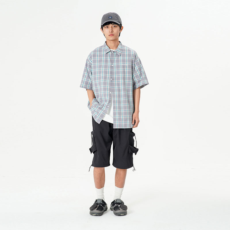 FORN32025夏季新款男士潮流宽松直筒短裤日潮休闲装饰袢休闲裤男,男装牛仔裤,电商S006（B521）