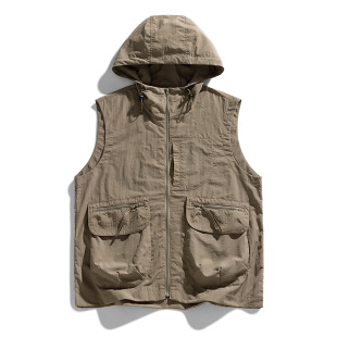 潮牌宽松背心男 连帽马甲外套露营徒步户外冲锋时尚 勒尼卡夏季 男士