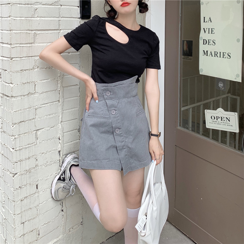 Real price design irregular high waist slim skirt