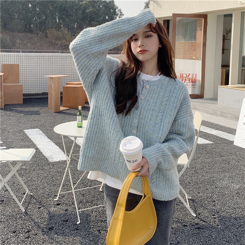 Real price spring loose twist sweater knitted coat