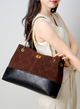 新款麂皮手提包小香风链条包轻奢真皮大容量女通勤感单肩包女