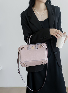 头层牛皮铂金包真皮女包大容量凯丽手提包女感通勤单肩斜挎包