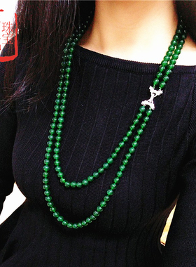 天然绿玛瑙挂件生日礼物毛衣链