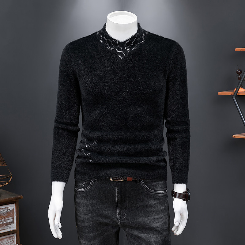 21830莉莉家主推大货水貂绒衫毛衣P135控188有4XL可穿210斤，男装针织衫/毛衣，电商D207