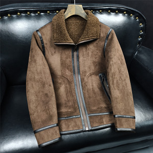 N66 P235 双面穿冬季皮毛一体颗粒绒保暖外套麂皮绒两面穿皮衣，男装皮衣，电商D207