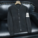 5100P98棒球领纽扣秋冬针织开衫针织外套刺绣开衫外套，男装针织衫/毛衣，电商D207