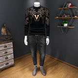 17117P135秋冬天鹅绒羊毛衫毛衣加厚保暖打底针织衫，男装针织衫/毛衣，电商D207