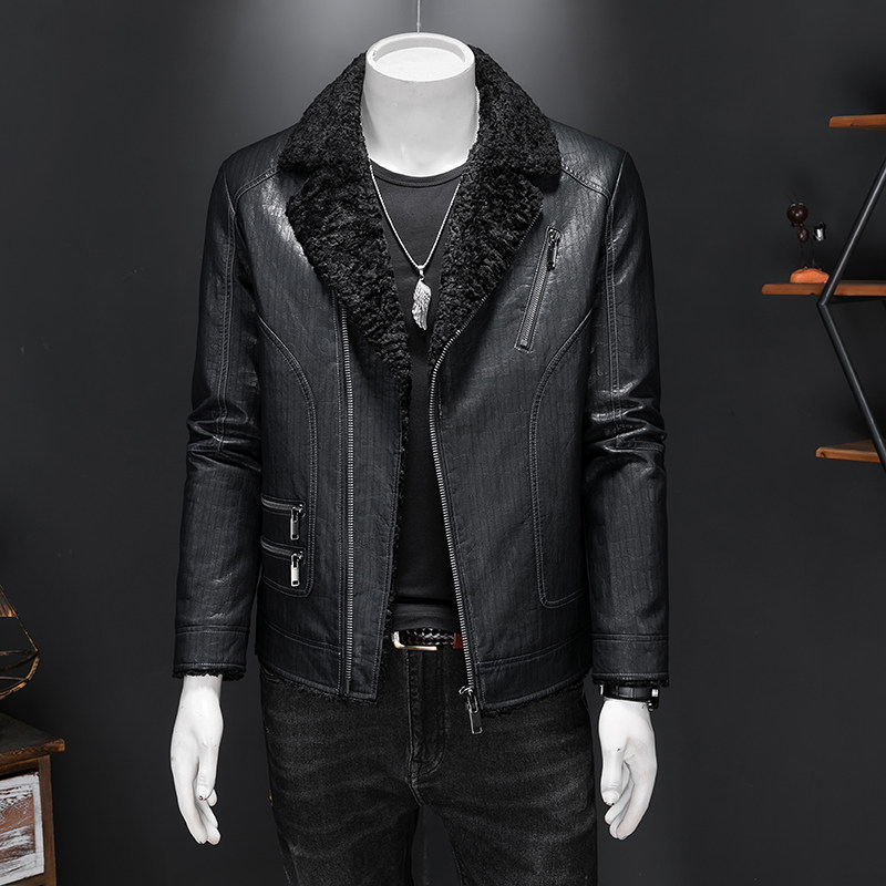 6193只有L皮衣外套羊羔毛加棉夹克P295，男装皮衣，电商D207