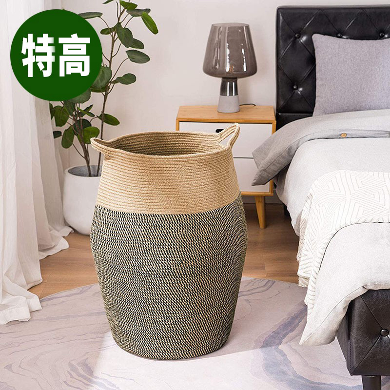 加高加大号棉绳编织脏衣篓储物篮带手柄脏衣篮收纳筐加厚牢固耐用