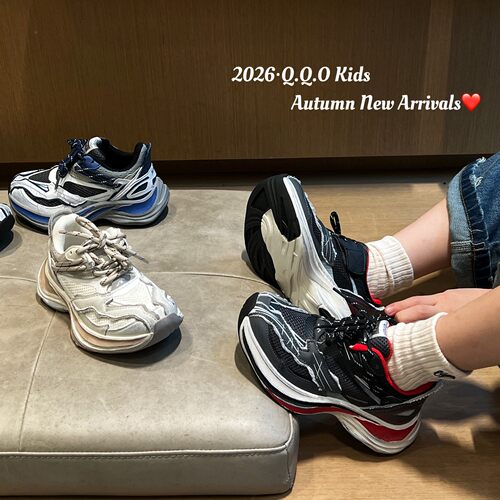 秋季男女童做旧软底防滑老爹鞋
