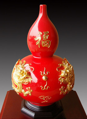 招财吉祥物贺寿风水瓷器葫芦摆件