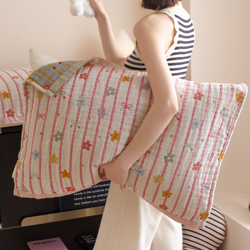四层纱布枕巾纯棉一对装家用2025新款成人全棉高档枕头巾防头油女