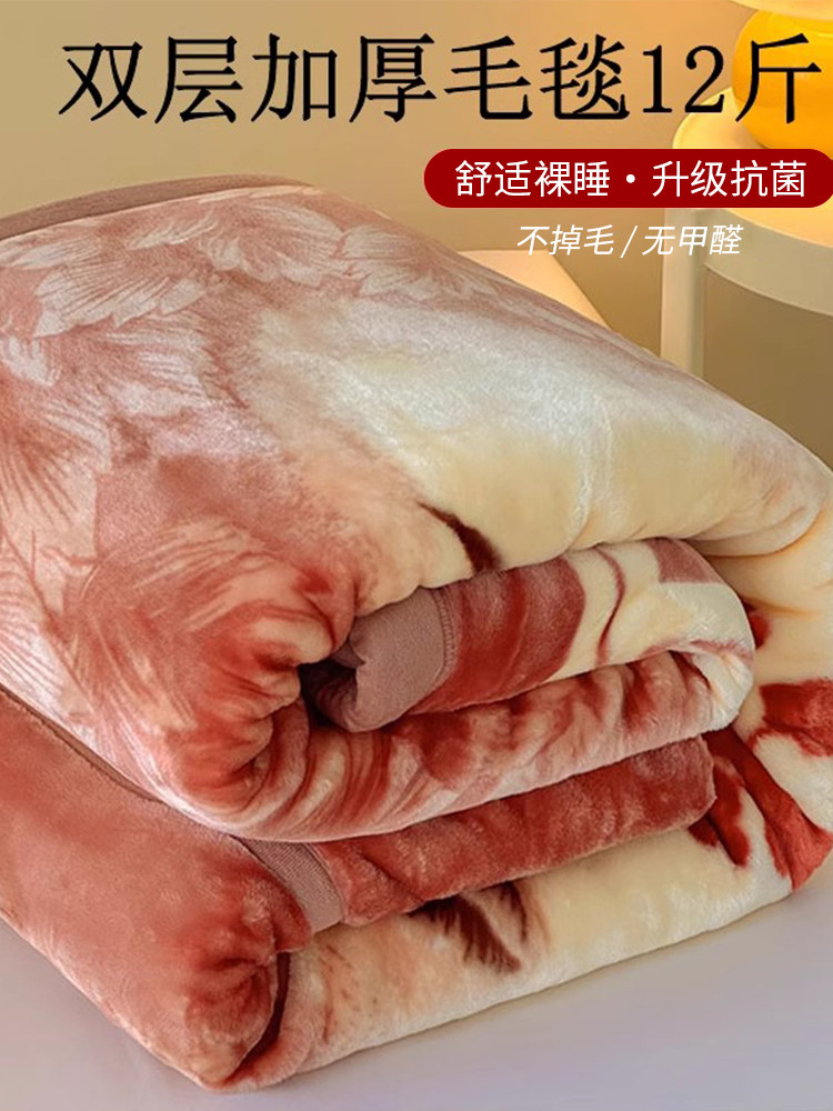 拉舍尔毛毯冬季双层加绒加厚保暖超厚毯子床上用结婚陪嫁盖毯被子