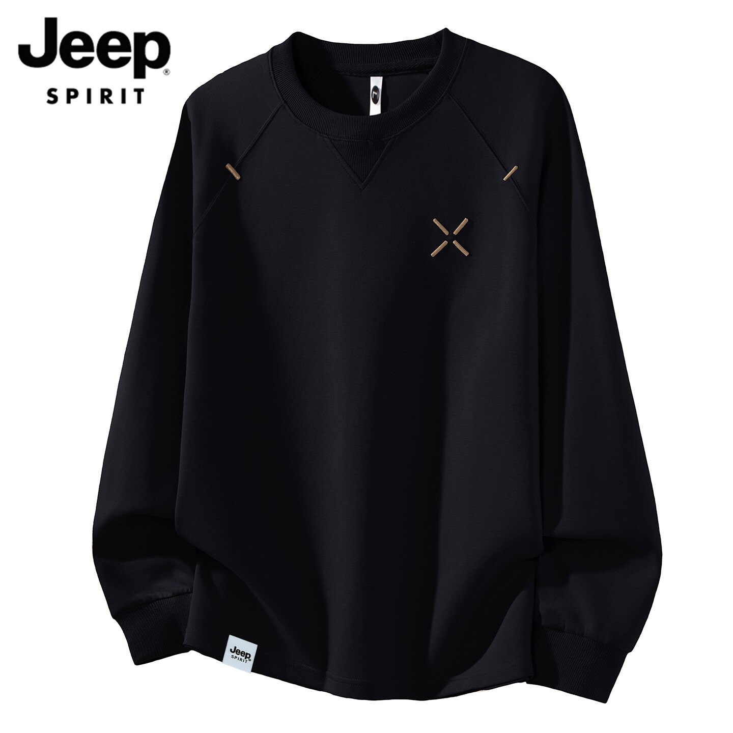 Jeep SPIRIT男士长袖t恤2026秋季新款潮流休闲美式圆领套头体恤男