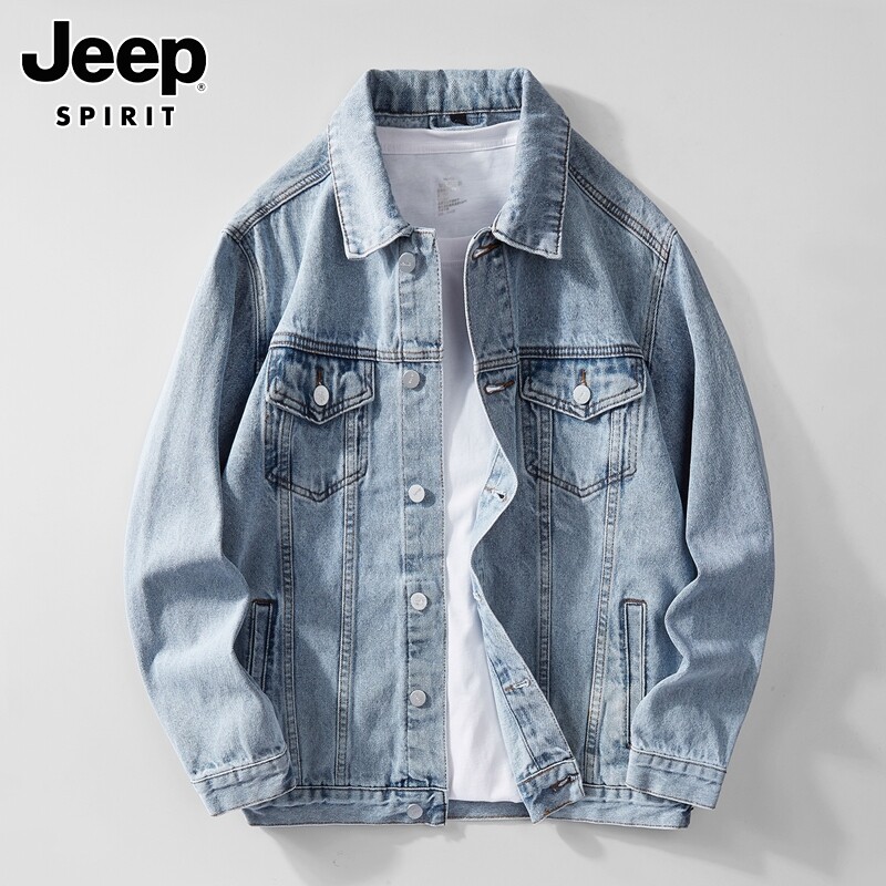 JEEP SPIRIT2026新款痞帅牛仔外套男士春秋潮牌港风翻领夹克衫男