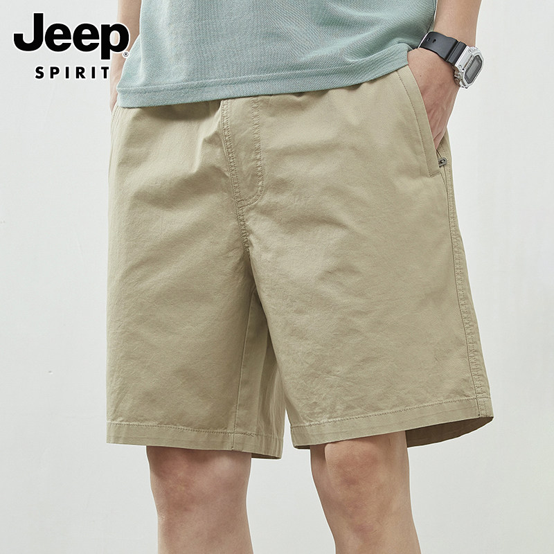 JEEP SPIRIT休闲短裤男士新款宽松马裤夏季薄款纯棉五分裤子男款