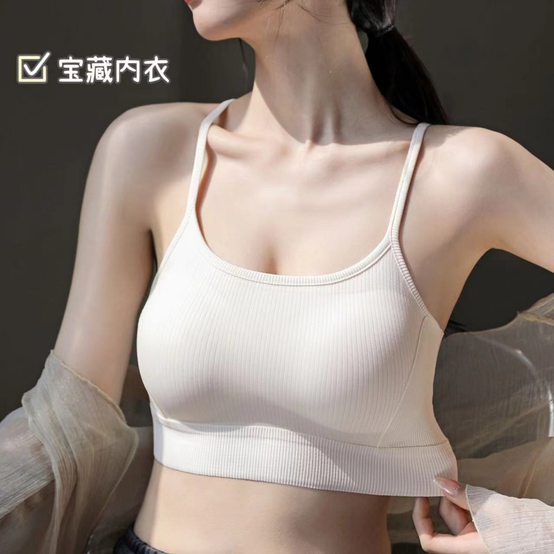 百搭女裹胸吊带背心聚拢固定杯