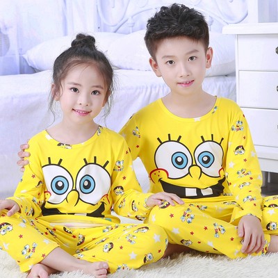 儿童睡衣男童春秋长袖海绵宝宝
