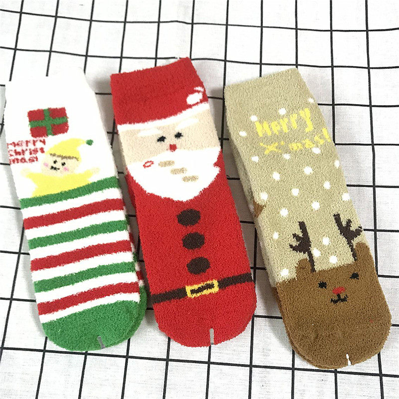 兰芝专柜赠品限量款圣诞袜3双袜子礼盒装 超可爱哦