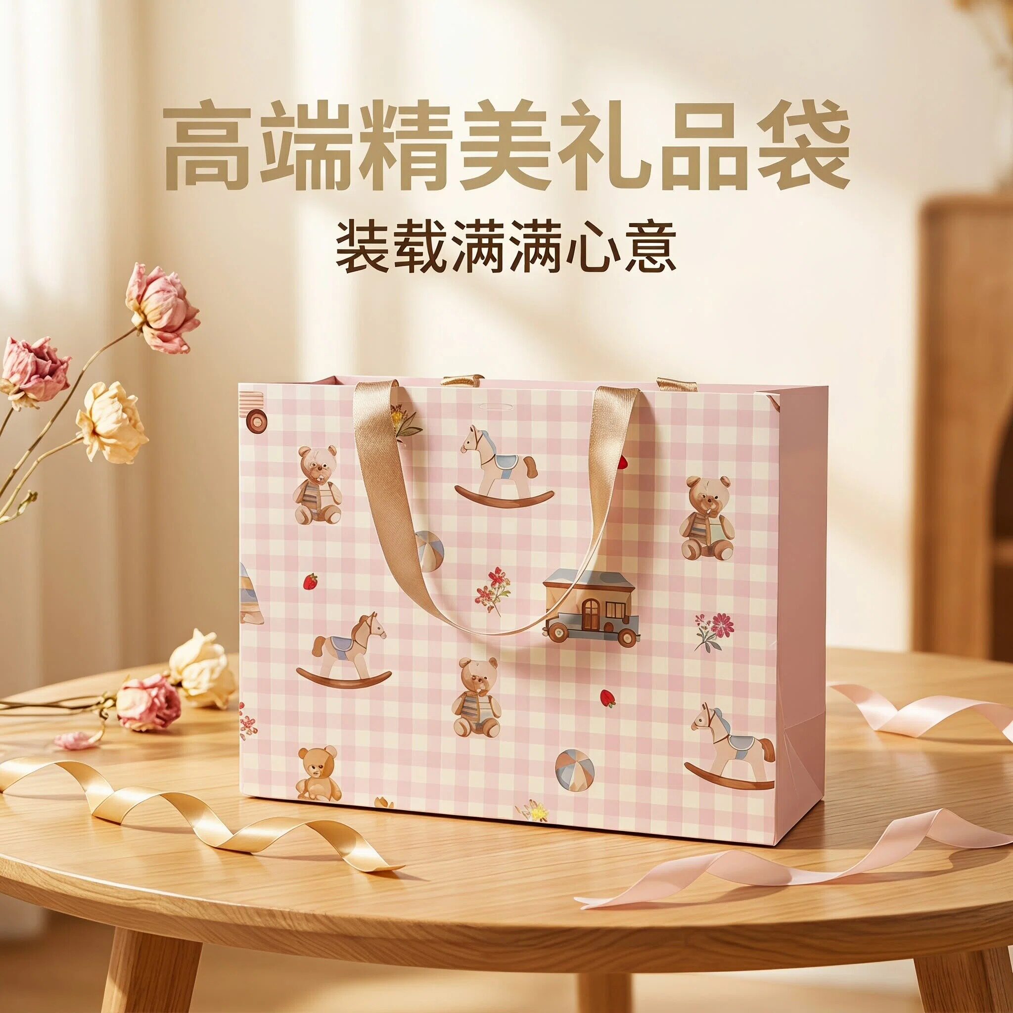 加厚纸袋可爱小熊礼品袋手提袋大