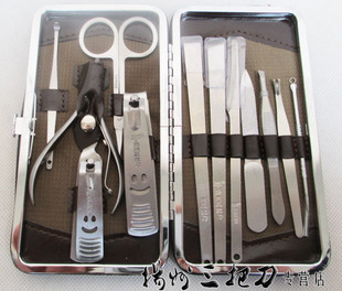 正宗扬州三把刀 不锈钢指甲剪刀钳套装 美甲工具修脚刀 12件套装
