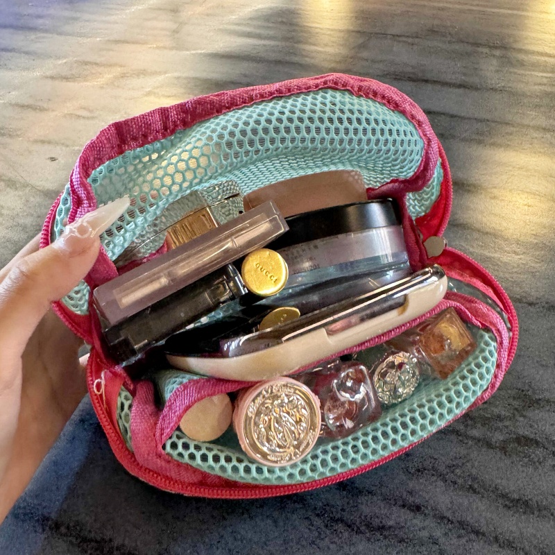 小猴子同款 薄荷收纳化妆包！小型迷你网纱便携式旅行洗漱收纳袋