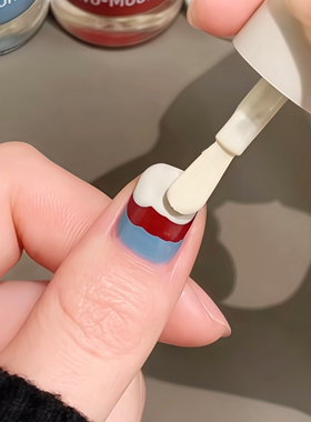 红蓝白色ins美甲！twomoons指甲油2026新款免烤速干可撕无毒水性