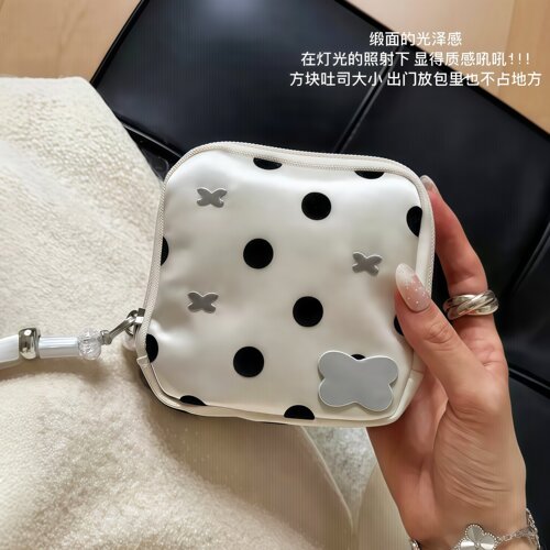 波点首饰收纳包便携式旅行迷你耳环戒指项链手饰品随身小首饰包包