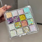 爆闪人鱼 16色啫喱亮片眼影盘闪粉彩色超闪片亮晶晶舞台音乐节女