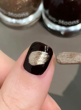 清透鎏金碎钻 金棕色美甲！twomoons指甲油2026新款免烤快干可撕