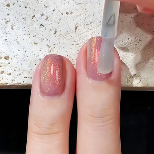 指甲油女免烤速干可撕脚 2025新款 落日橘粉 偏光裸粉色叠涂美甲