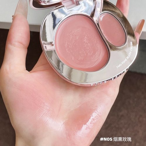 韩系清透血色！foreverkey双色水光腮红膏日常淡妆亚裔裸色杏橘色