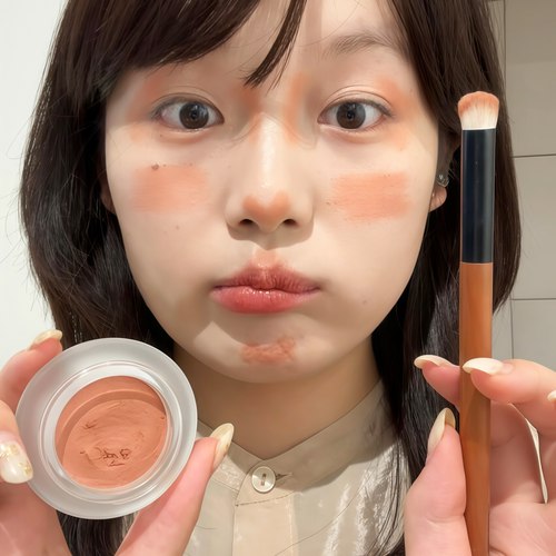 日杂收缩色蜜瓜橘！foreverkey腮红膏泥2026新款爆款超好用腮黄女