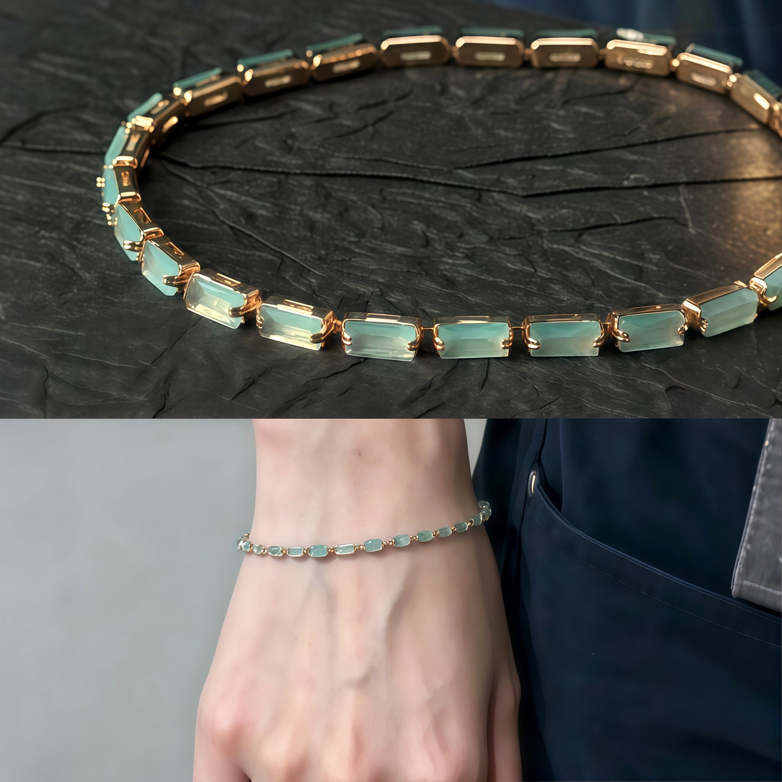 雾海浅蓝色锆石手链女款轻奢小众精致超美叠戴手饰ins韩系高级感图片