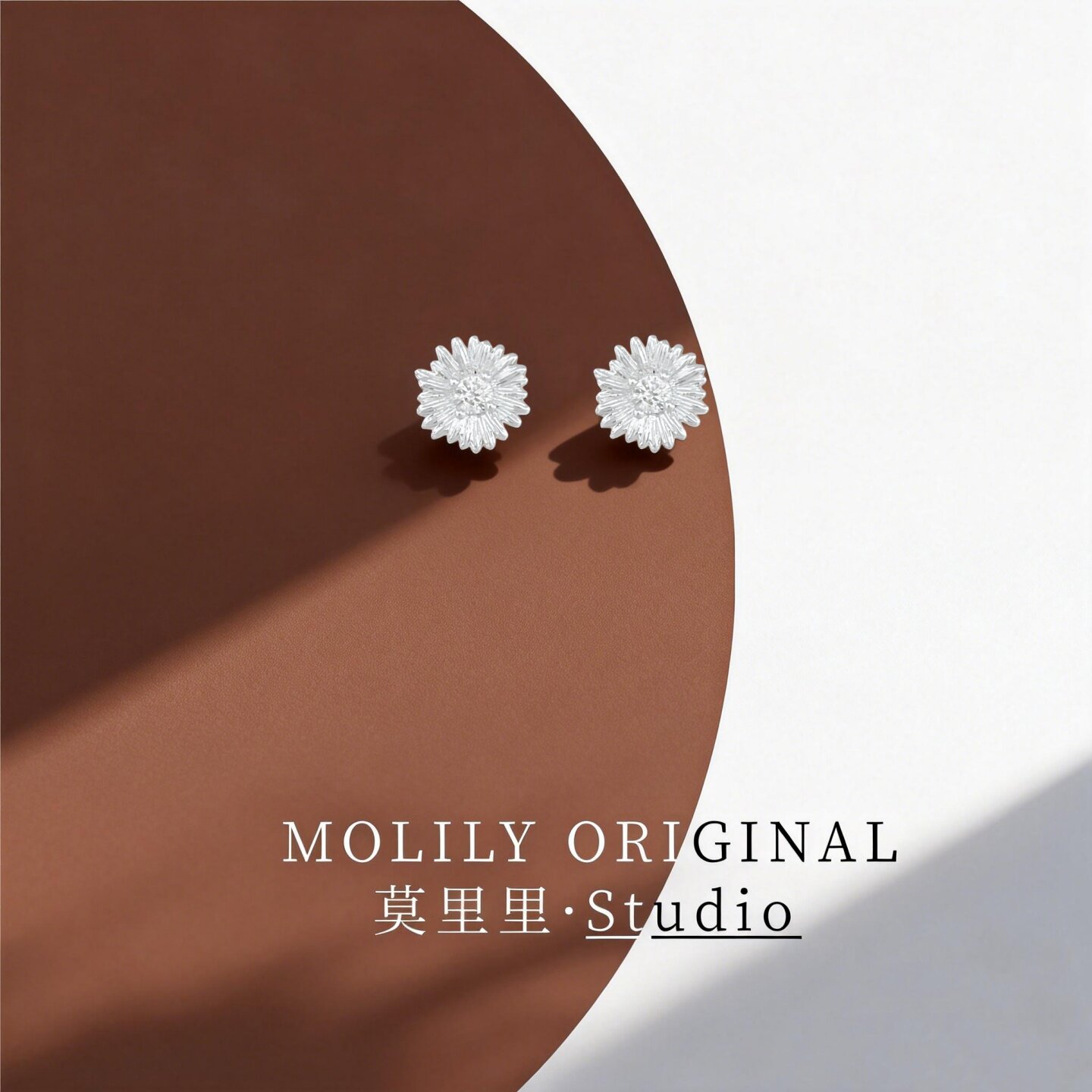 春夏新品银色向日葵925银针耳钉日韩ins风小众花朵耳坠通勤耳饰女