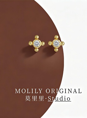 春夏新品少女时尚小巧十字锆石925银针耳钉日韩ins风小众通勤耳坠