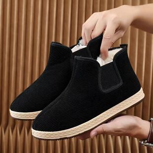 冬季布鞋保暖加绒加厚高帮棉鞋中老年包跟遛弯棉鞋老人棉鞋