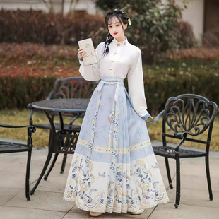 春季新款蝶恋改良印花马面裙全套一整套春夏明制汉服古风女装日常