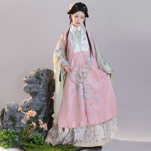 明制原创汉服女2026新款裙立领长比甲马面新中式春夏套装日常古装