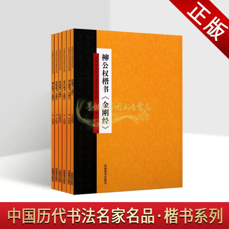 中国历代书法名家名品楷书系列套装6册柳公权黄庭坚赵孟頫董其昌溥儒楷书金刚书法字帖临摹楷书法帖经典河南美术出版社