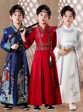 男童汉服套装武侠风中大童古装演出服男孩古风春秋款唐装日常可穿