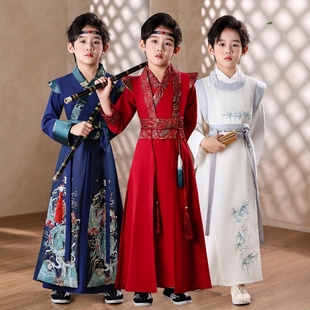 男童汉服套装武侠风中大童古装演出服男孩古风春秋款唐装日常可穿