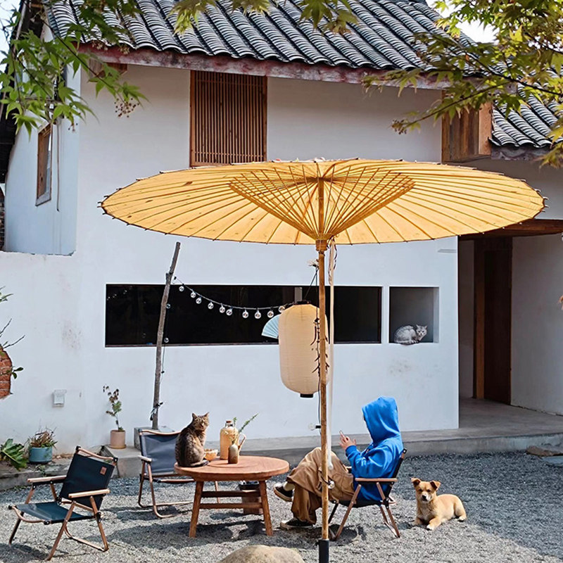 解自了然小院围炉煮茶专用伞外大油纸茶中nwt式庭院装户饰晴雨两
