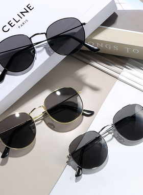 新款金属圆框时尚墨镜男