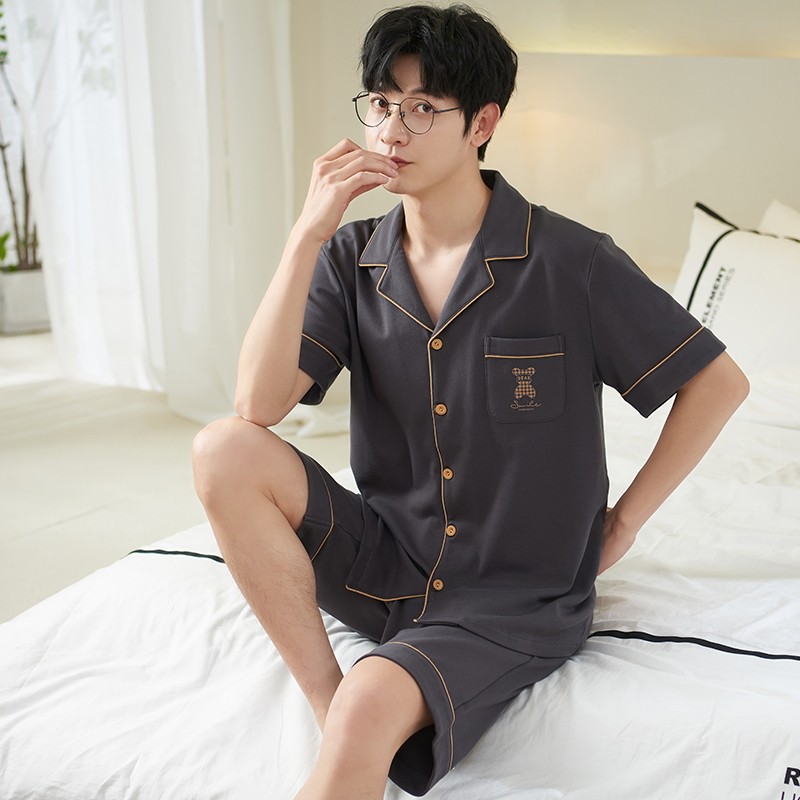 睡衣男款夏季短袖纯棉大码纯棉翻领男士家居服2026新款夏款可外穿